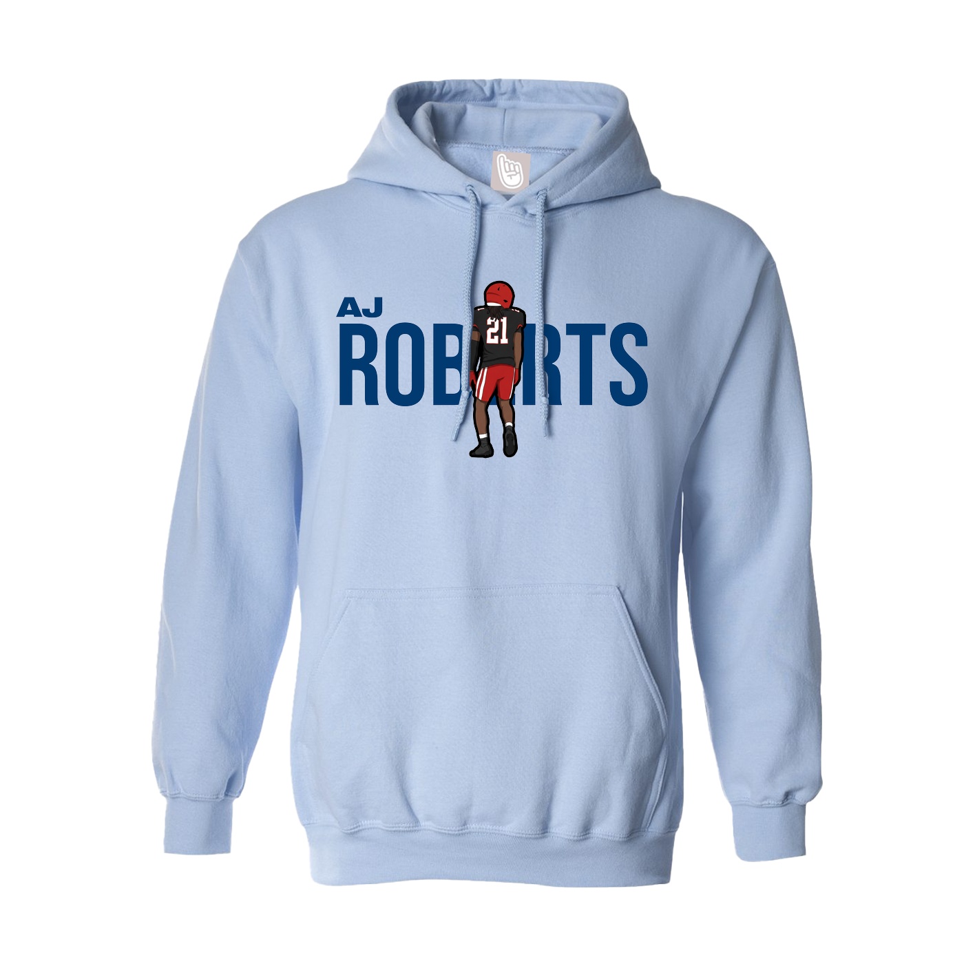 Hoodie — Player Name in Light Blue