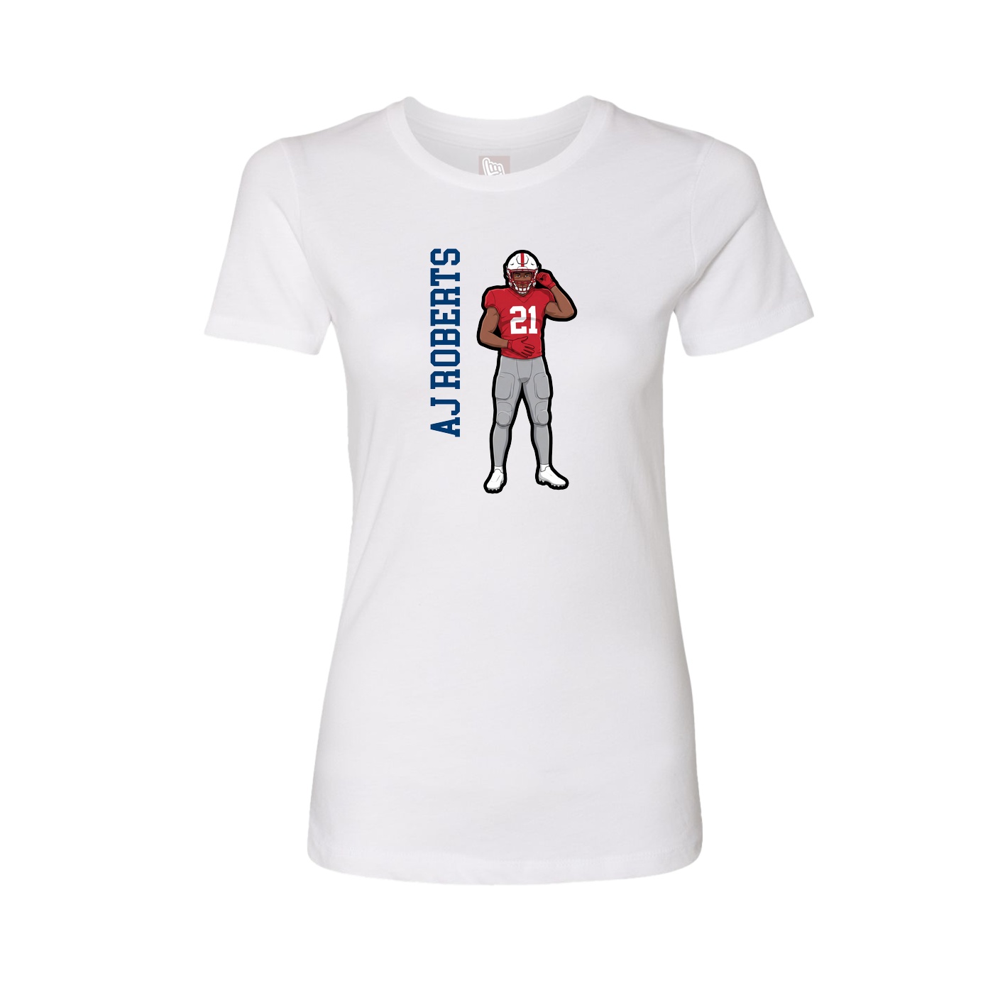 Fitted Women's Tee — Name Vertical in White
