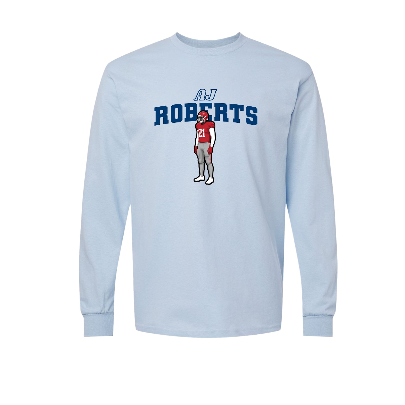 Long Sleeve Tee — Name Arch in Light Blue
