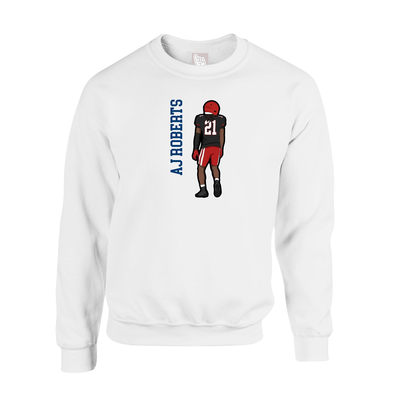 Fleece Crew — Name Vertical in White