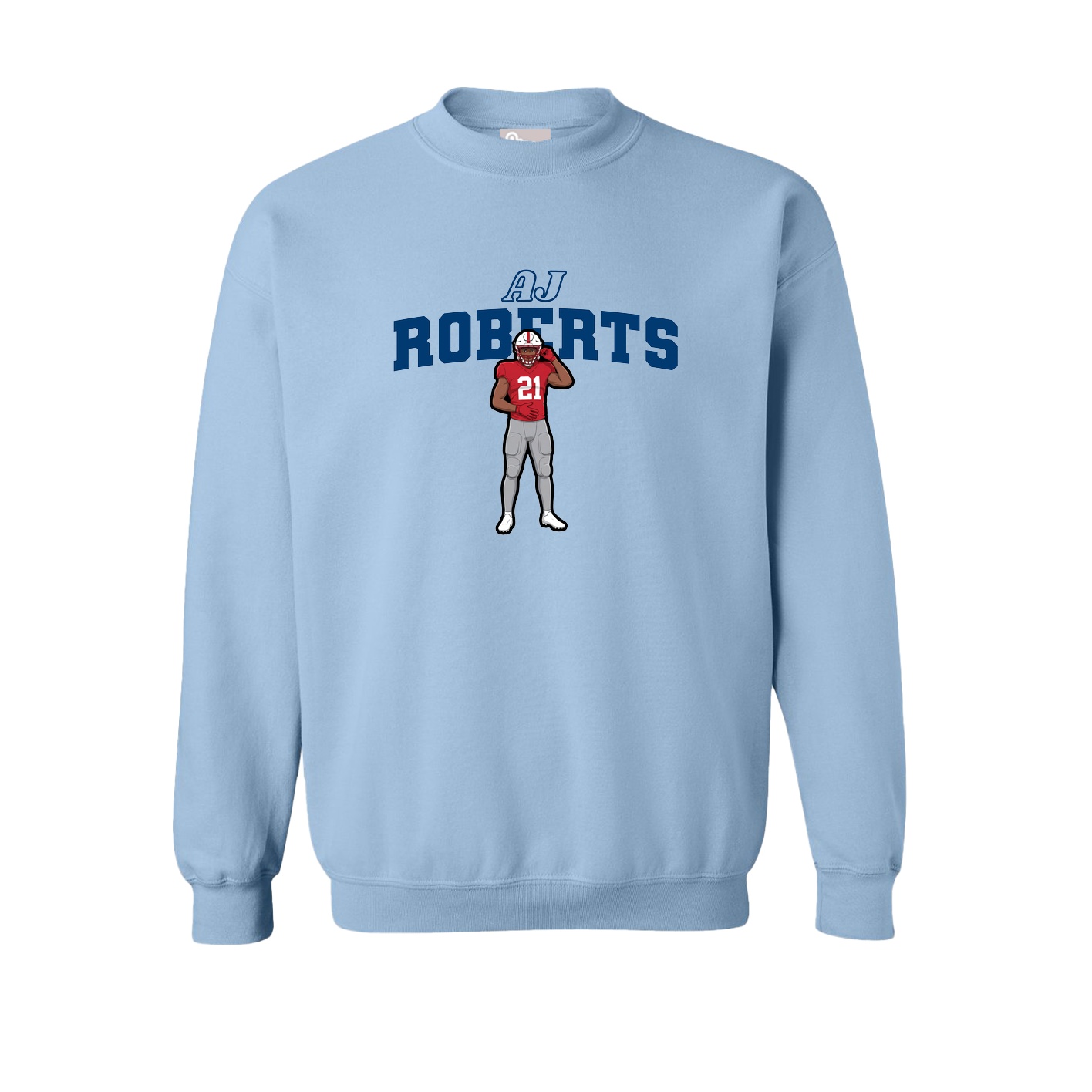 Fleece Crew — Name Arch in Light Blue