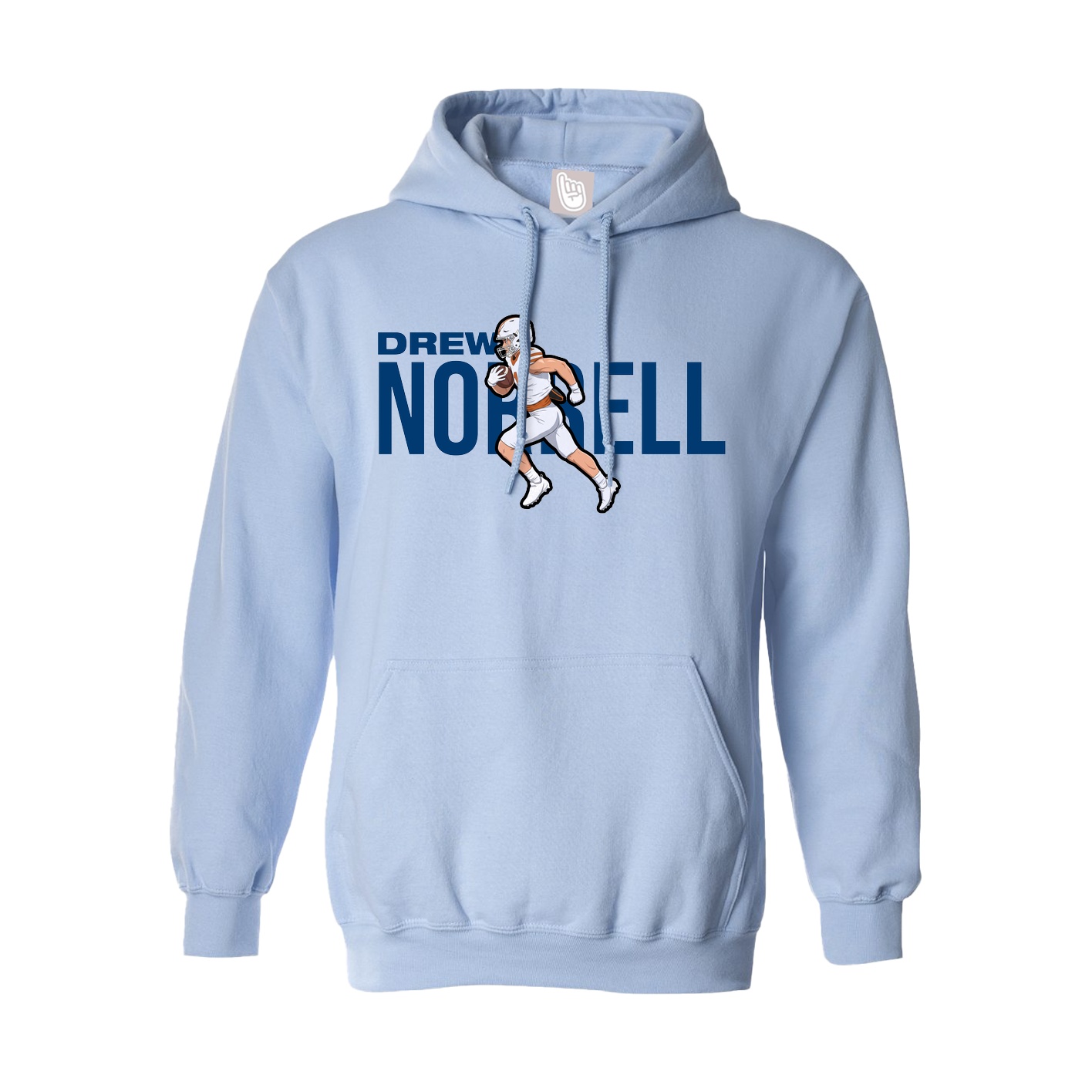 Hoodie — Player Name in Light Blue