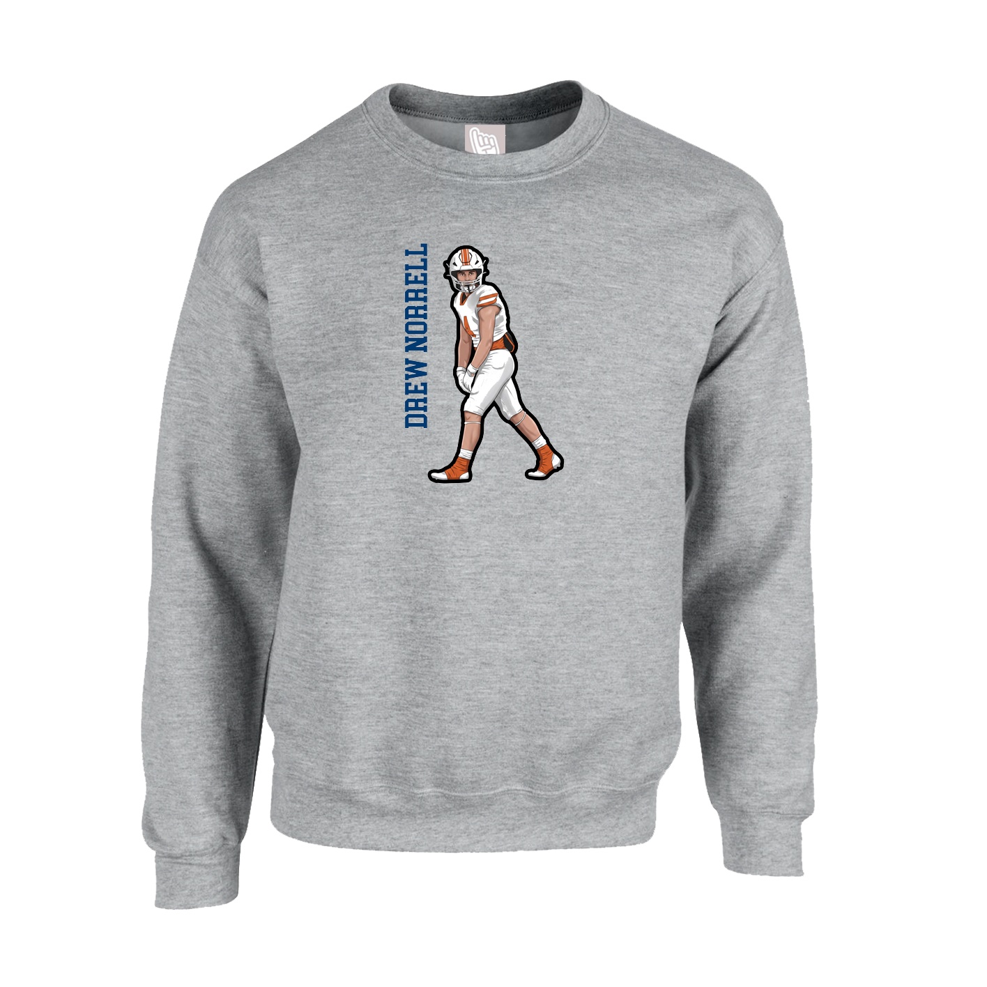 Fleece Crew — Name Vertical in Grey