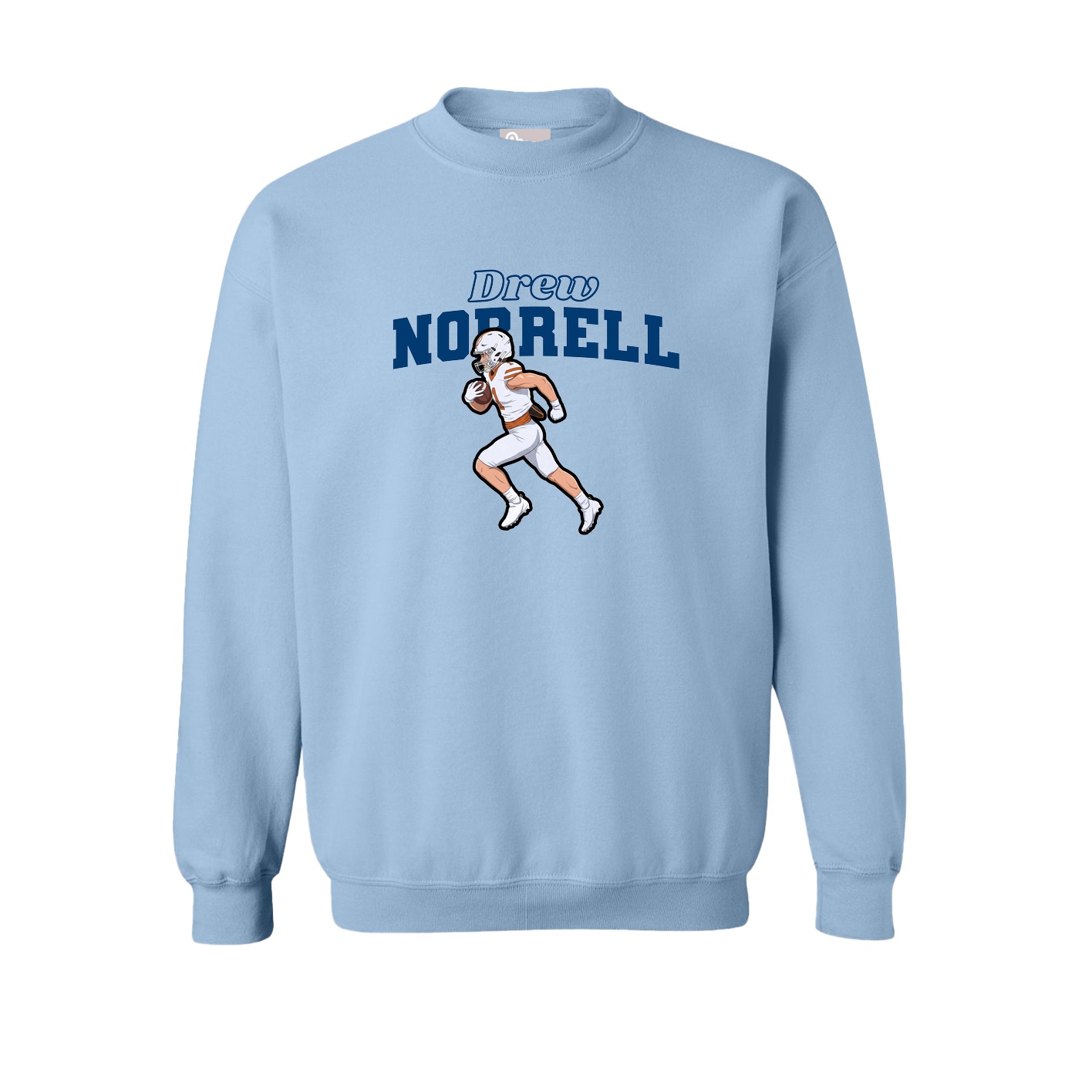 Fleece Crew — Name Arch in Light Blue