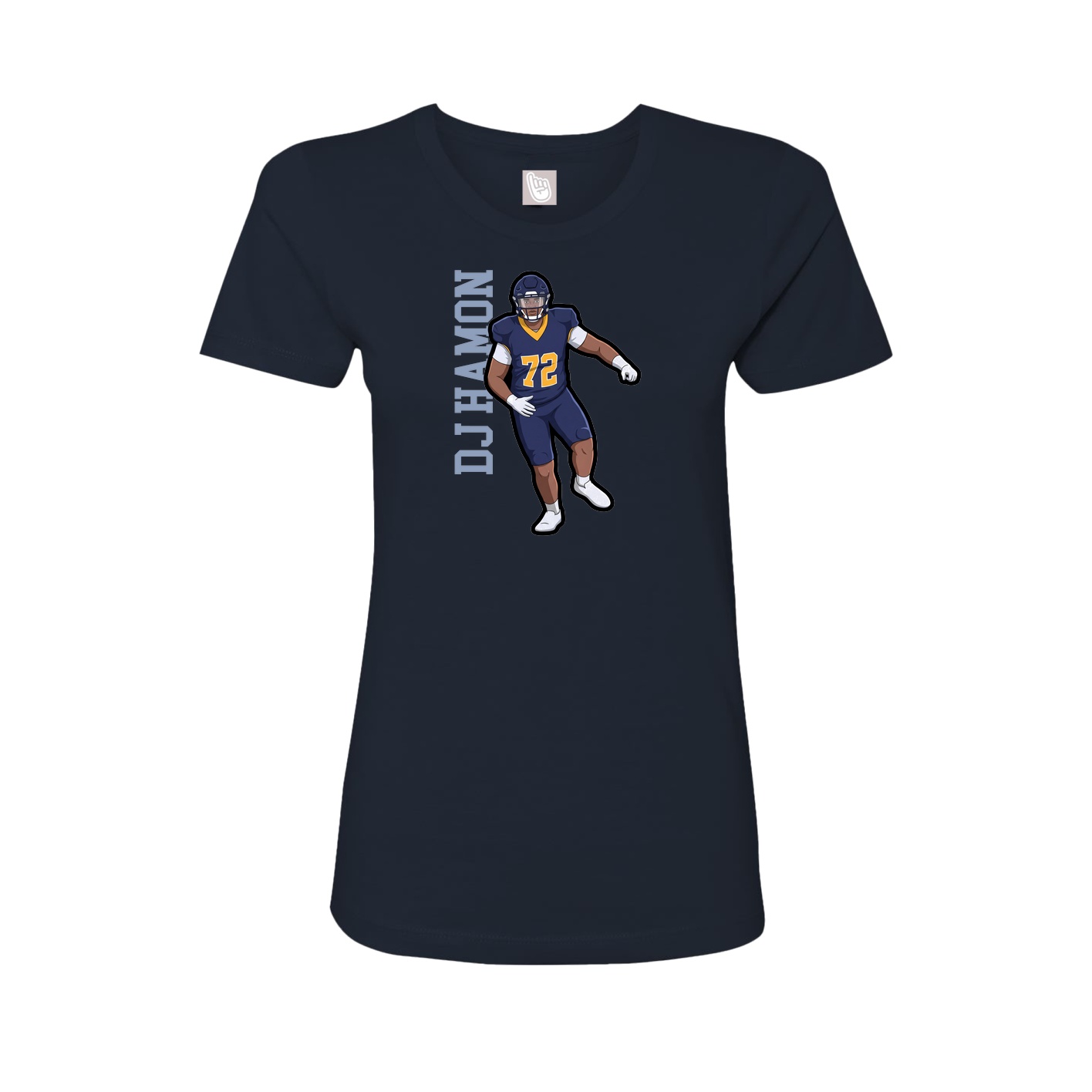 Fitted Women's Tee — Name Vertical in Navy