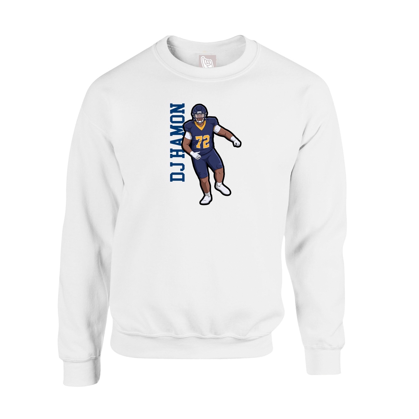 Fleece Crew — Name Vertical in White