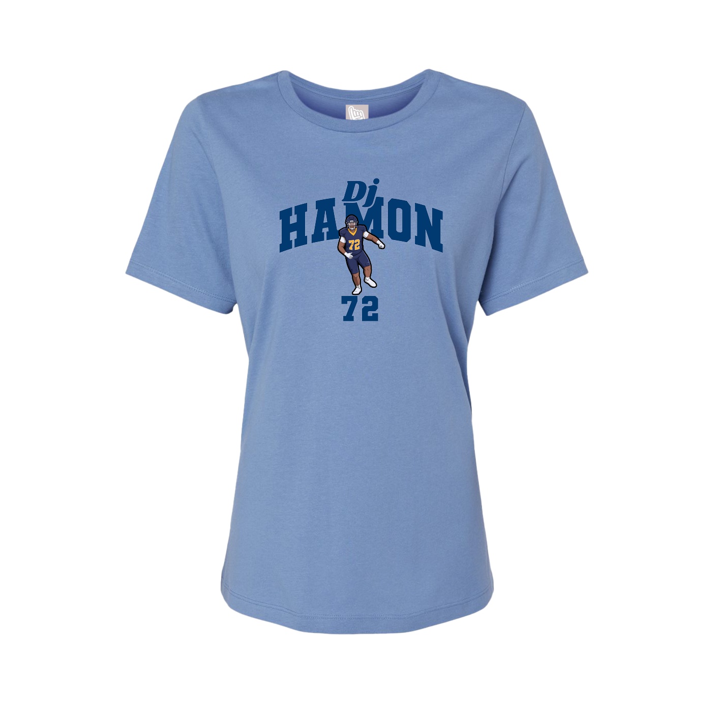 Fitted Women's Tee — Signature Arch in Powder Blue