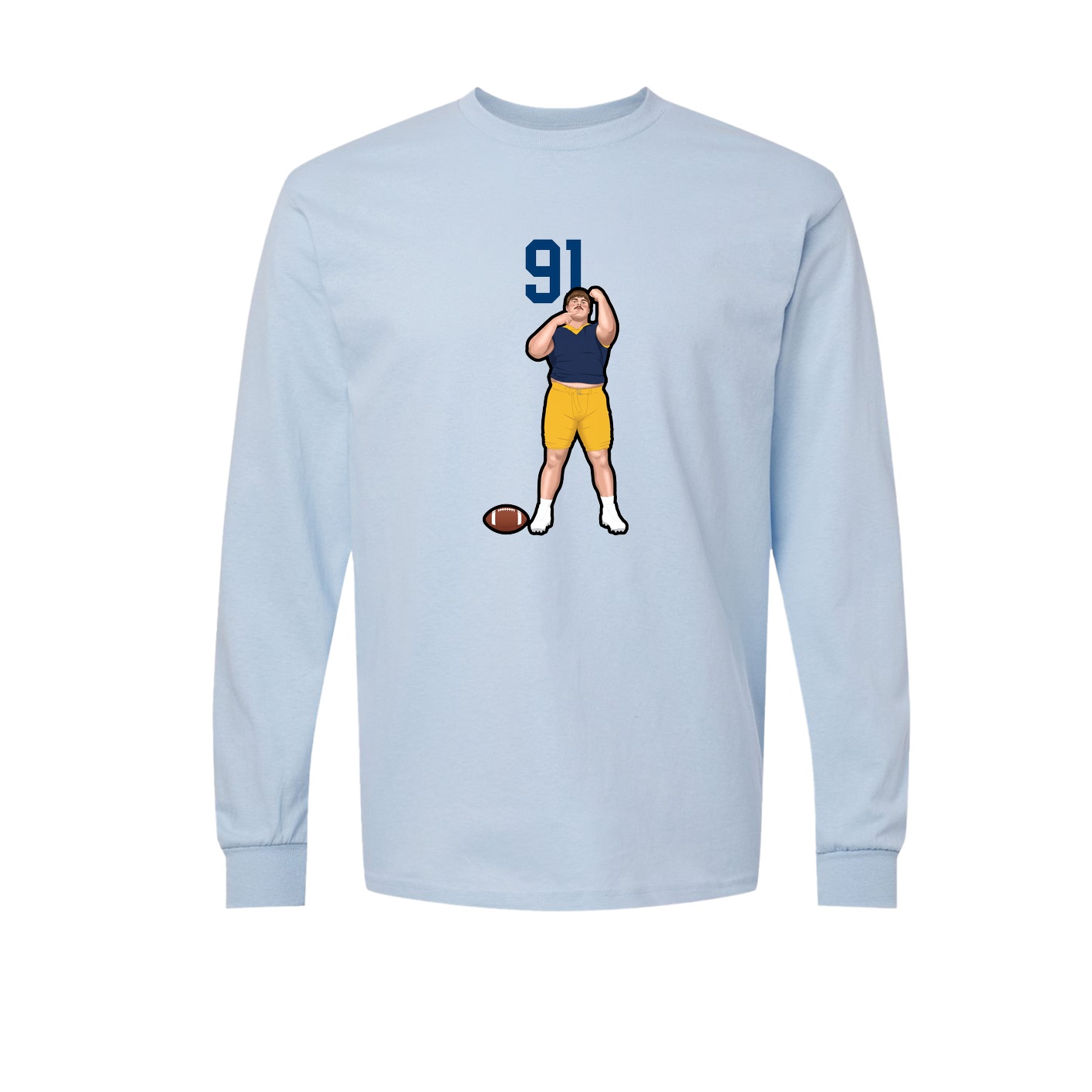 Long Sleeve Tee — Number Top in Light Blue
