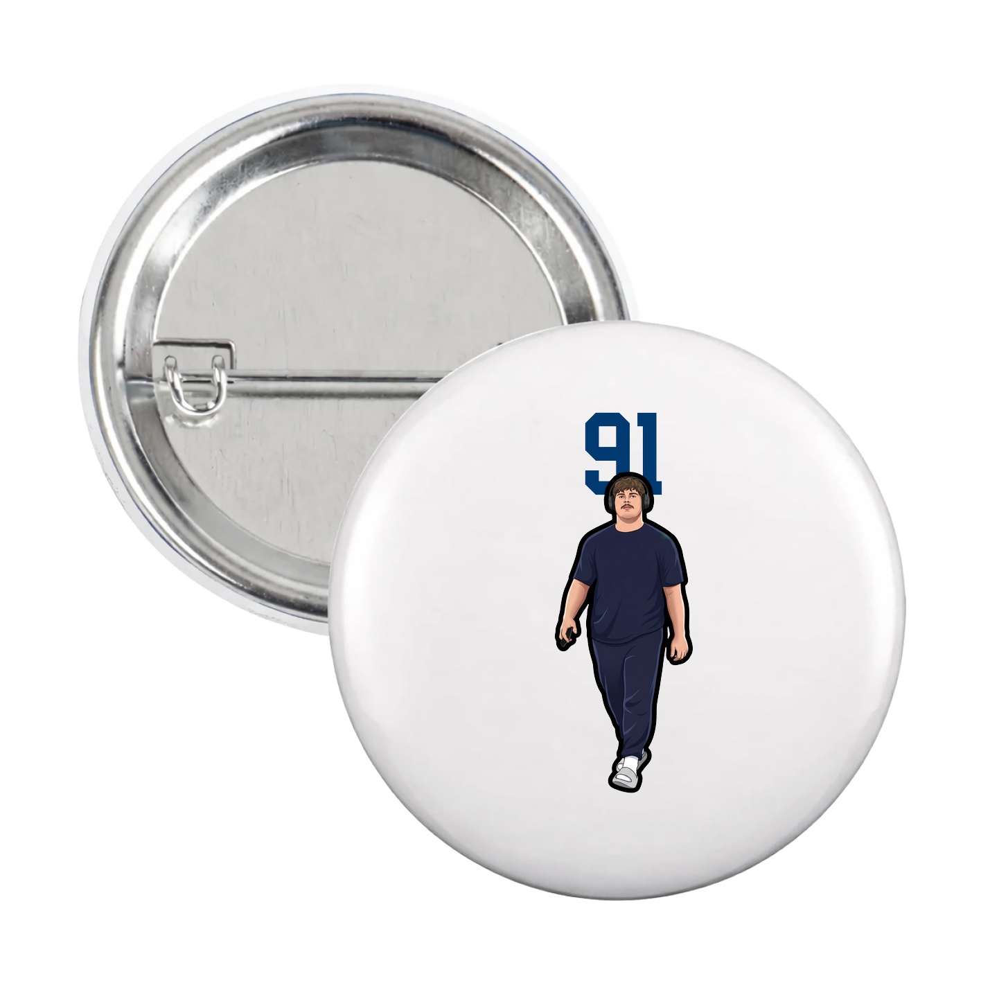 Game Day Button — Number Top in White