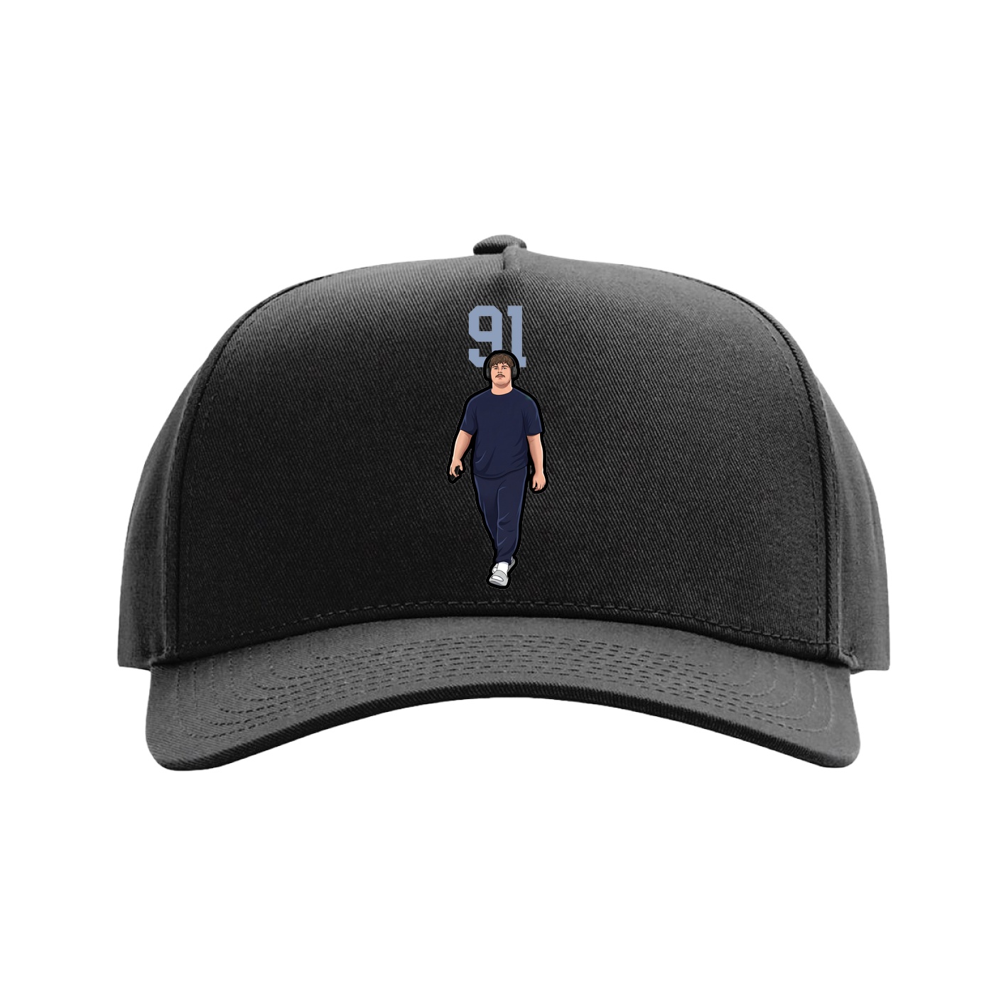 Full Fabric Five-Panel Champ Cap — Number Top in Black