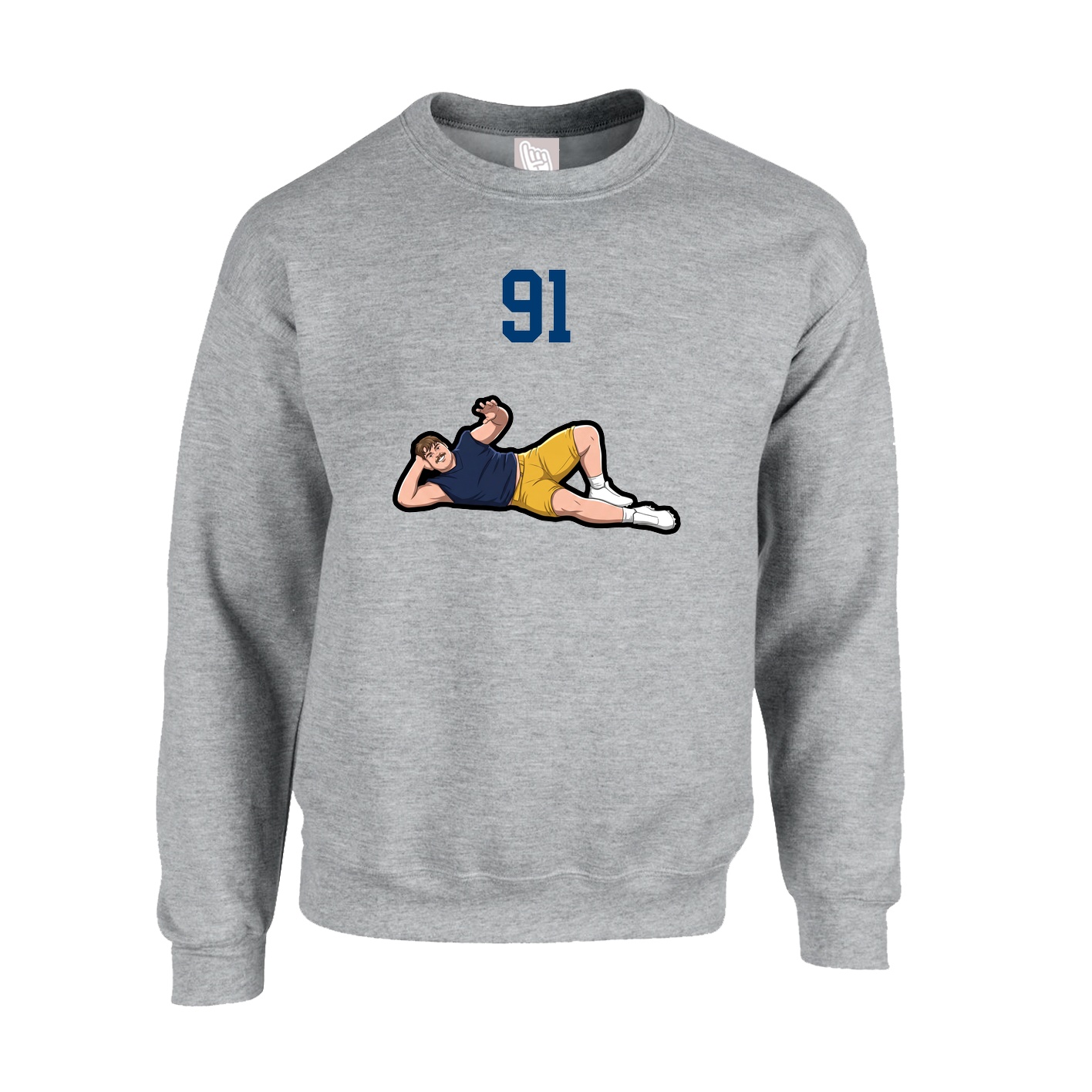 Fleece Crew — Number Top in Grey
