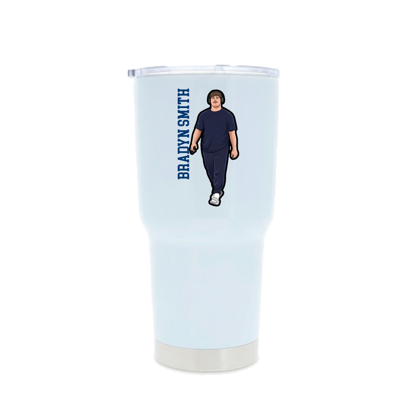 30oz Stainless Steel Tumbler — Name Vertical in White