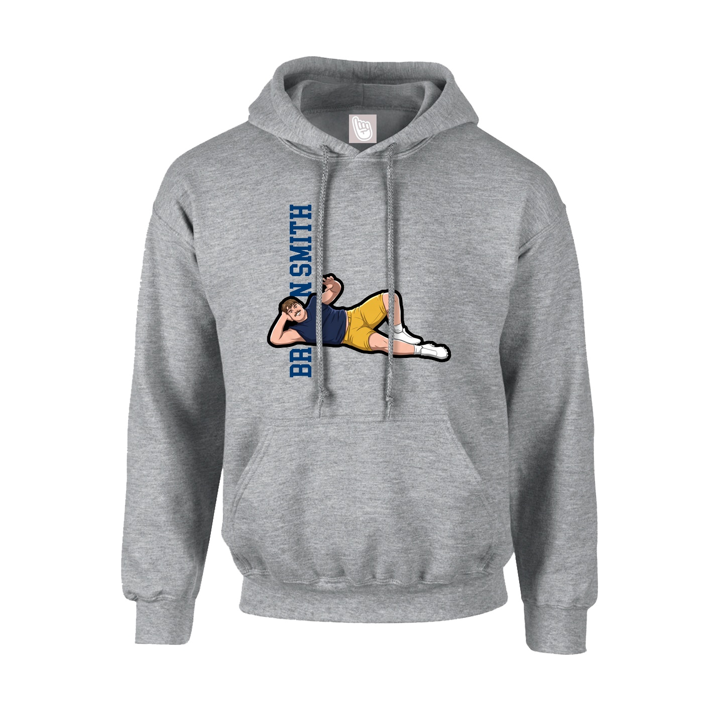 Youth Hoodie — Name Vertical in Grey