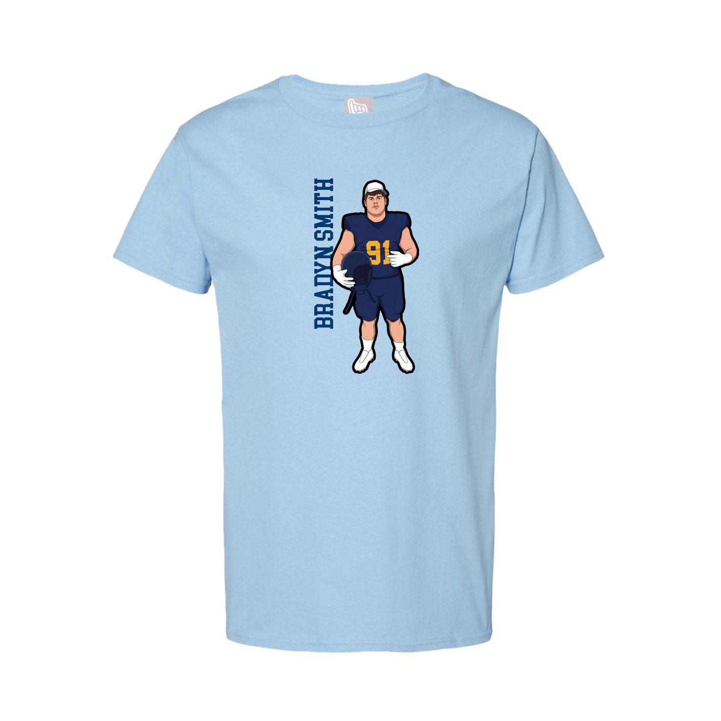 Tee — Name Vertical in Light Blue