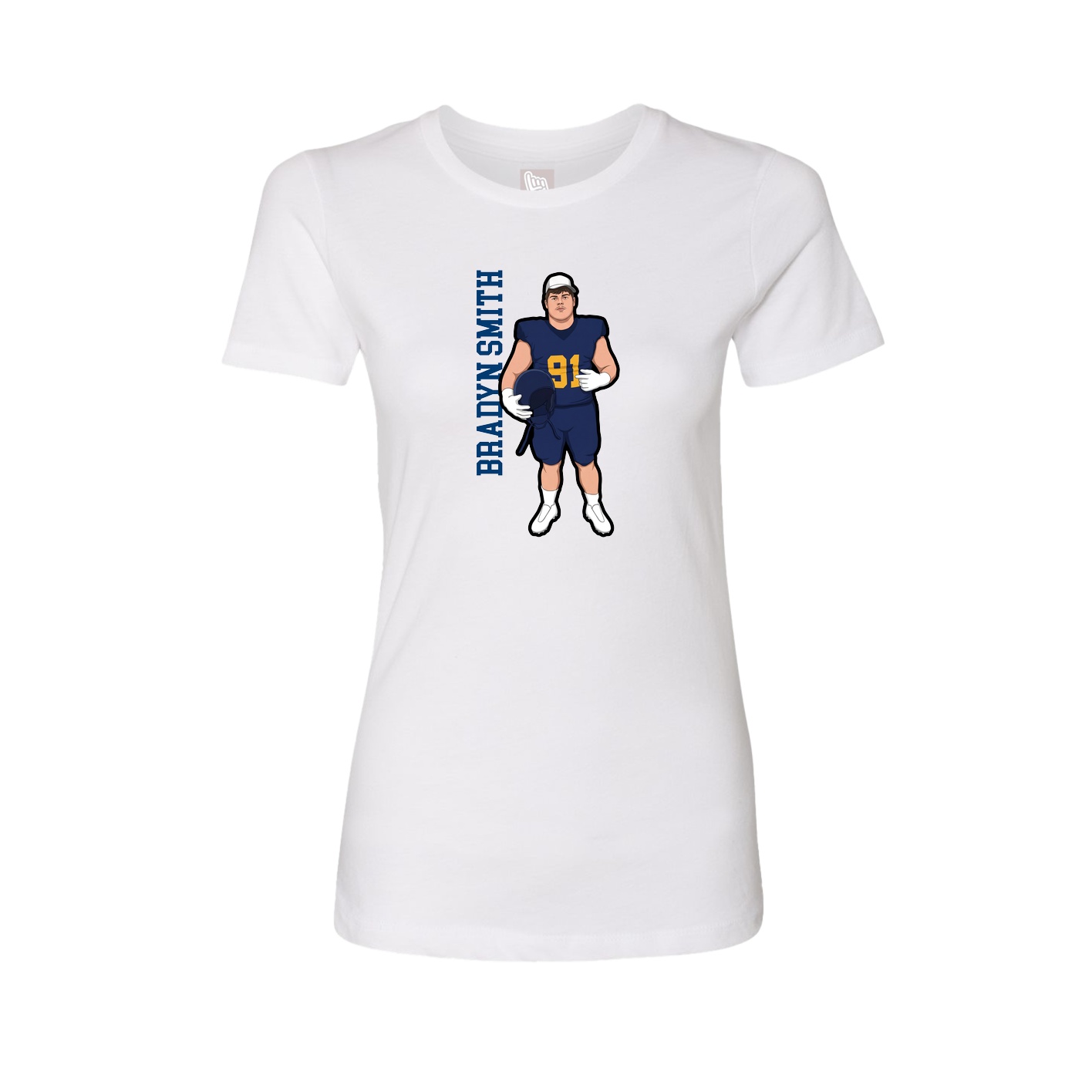 Fitted Women's Tee — Name Vertical in White