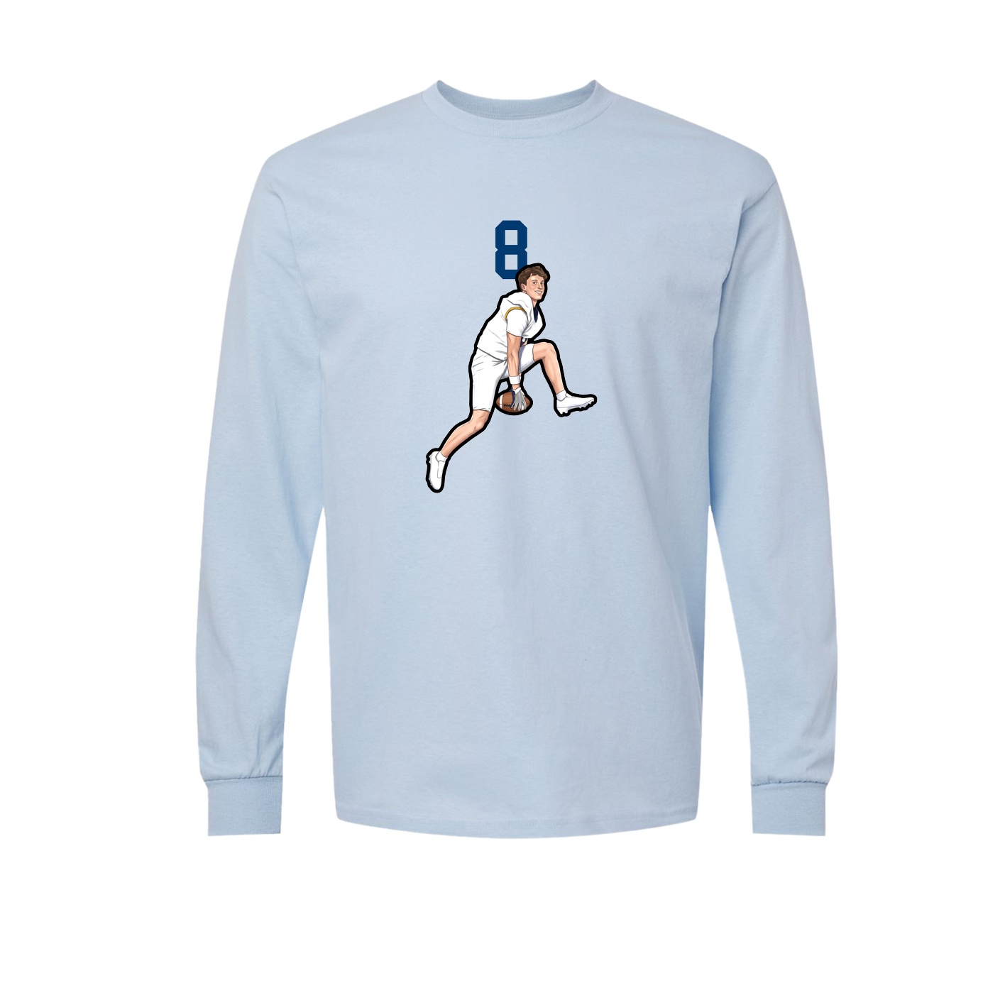 Long Sleeve Tee — Number Top in Light Blue