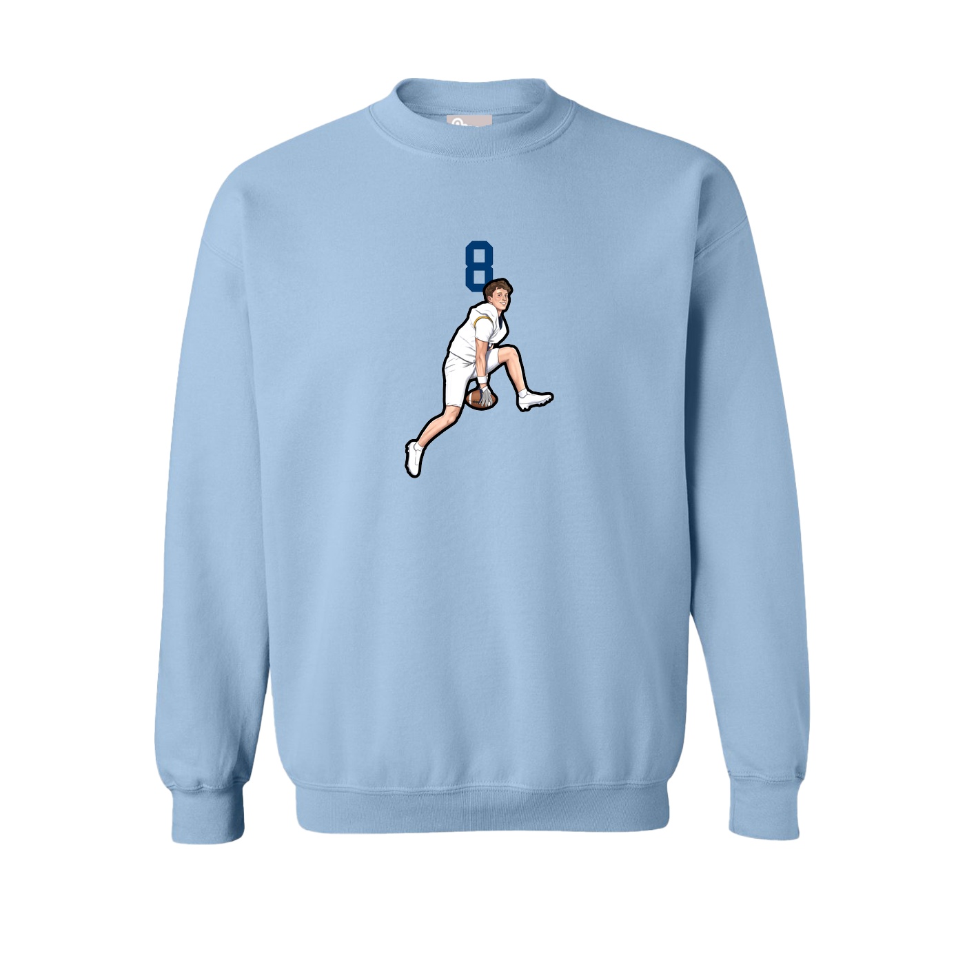 Fleece Crew — Number Top in Light Blue