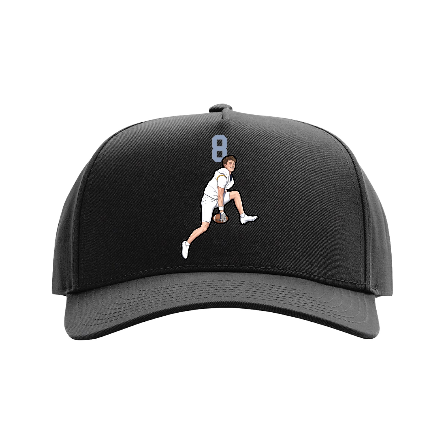 Full Fabric Five-Panel Champ Cap — Number Top in Black