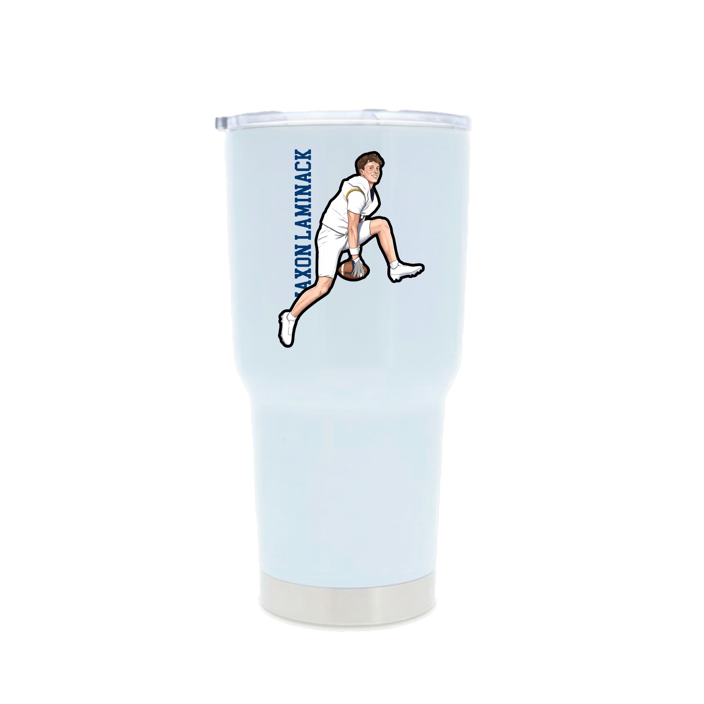 30oz Stainless Steel Tumbler — Name Vertical in White
