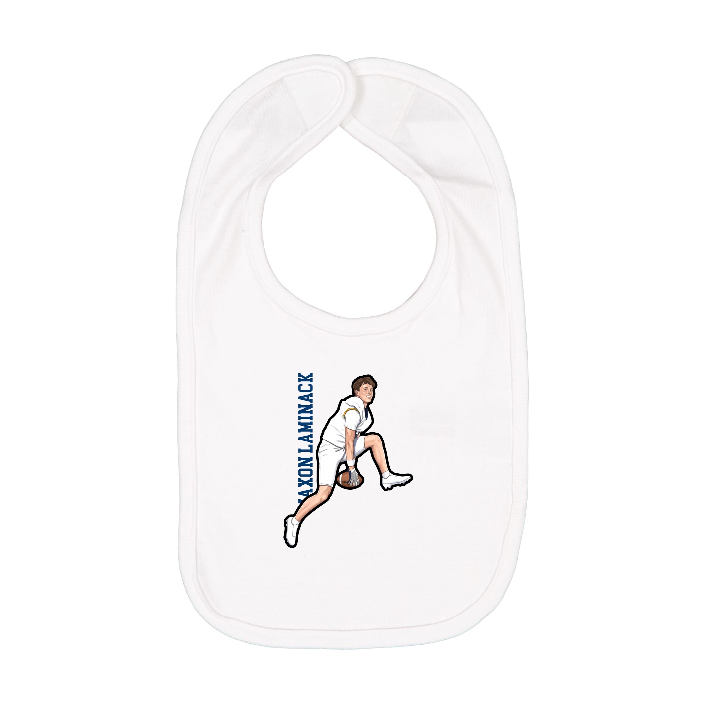 Infant Bib — Name Vertical in White