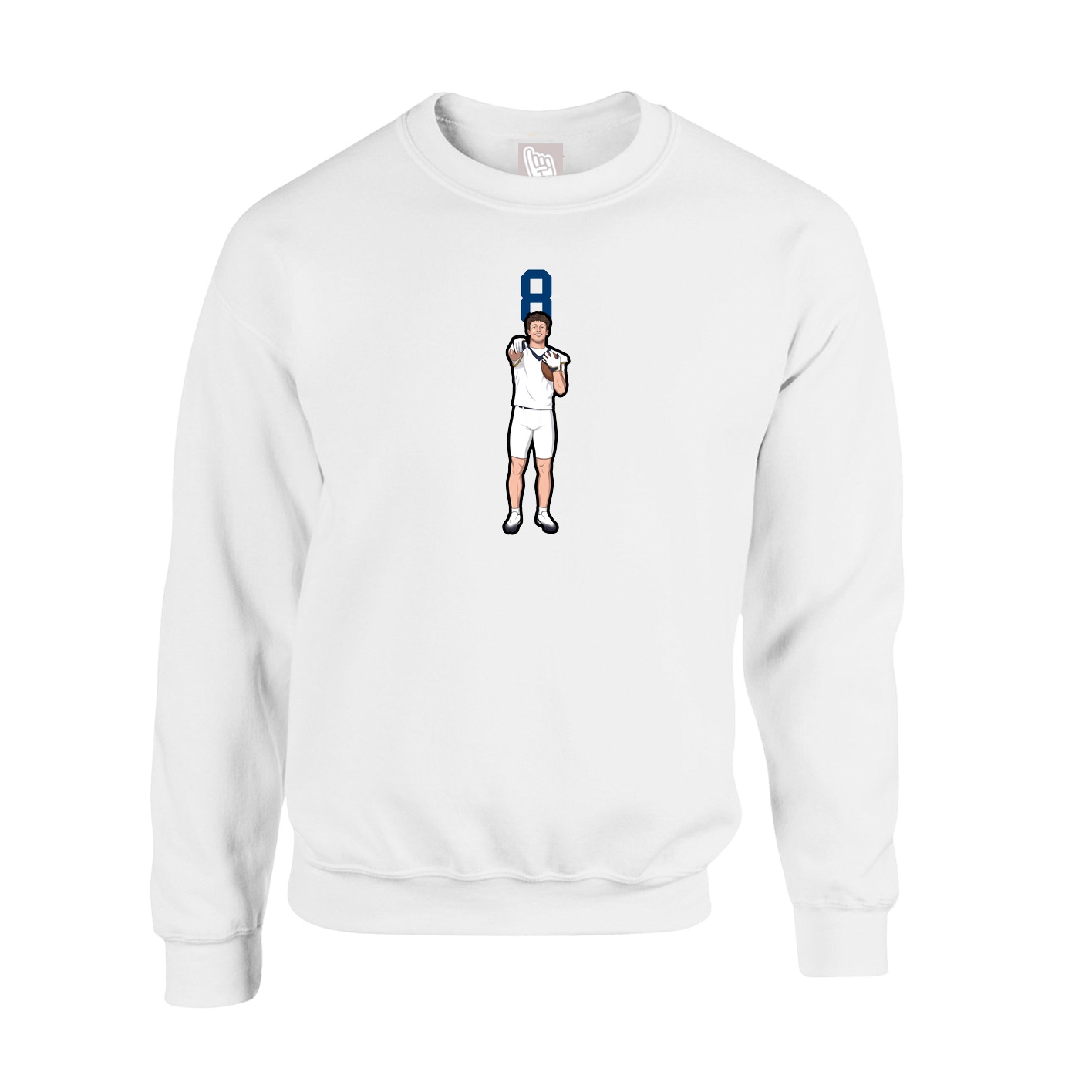 Fleece Crew — Number Top in White