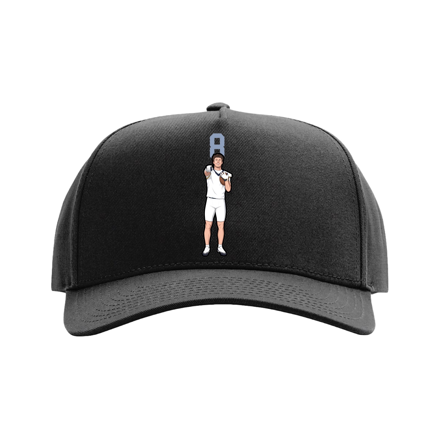 Full Fabric Five-Panel Champ Cap — Number Top in Black