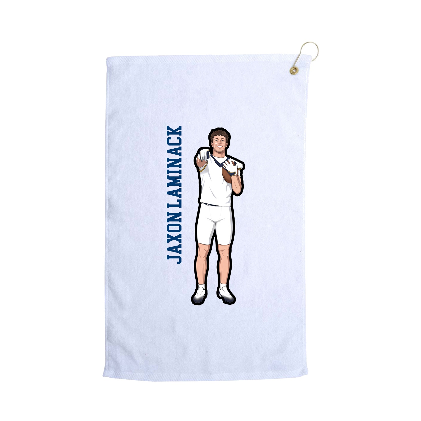 Golf Towel — Name Vertical in White