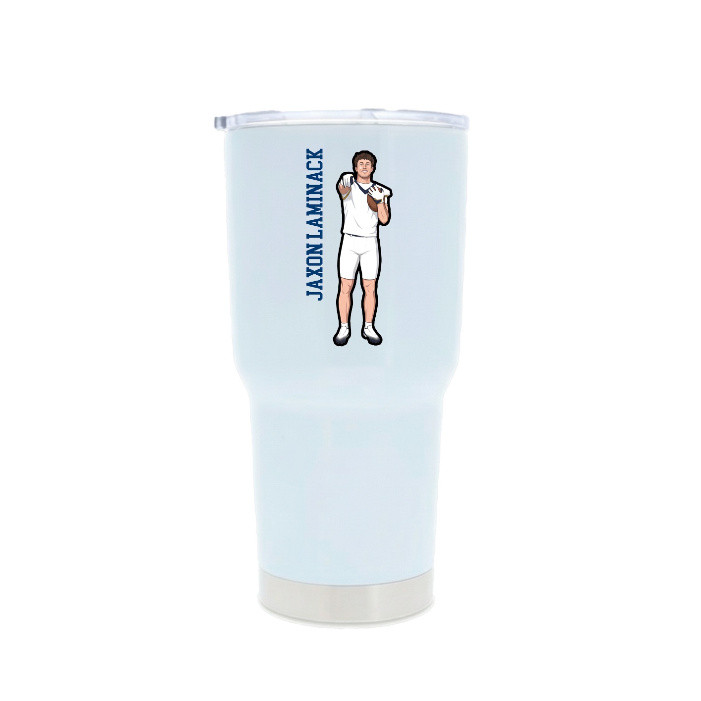 30oz Stainless Steel Tumbler — Name Vertical in White