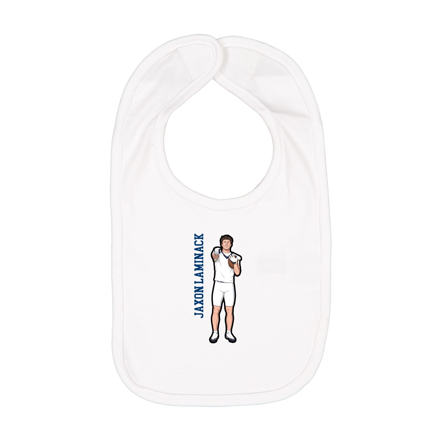 Infant Bib — Name Vertical in White