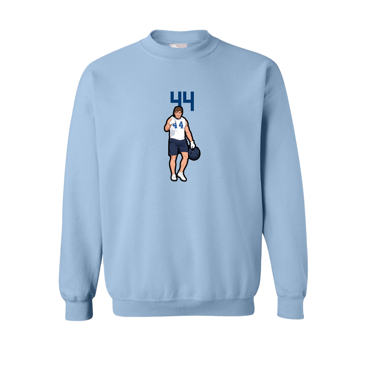 Fleece Crew — Number Top in Light Blue