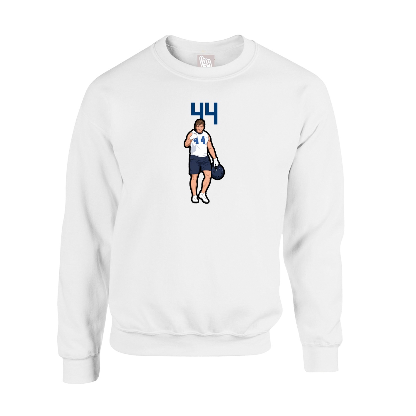 Fleece Crew — Number Top in White
