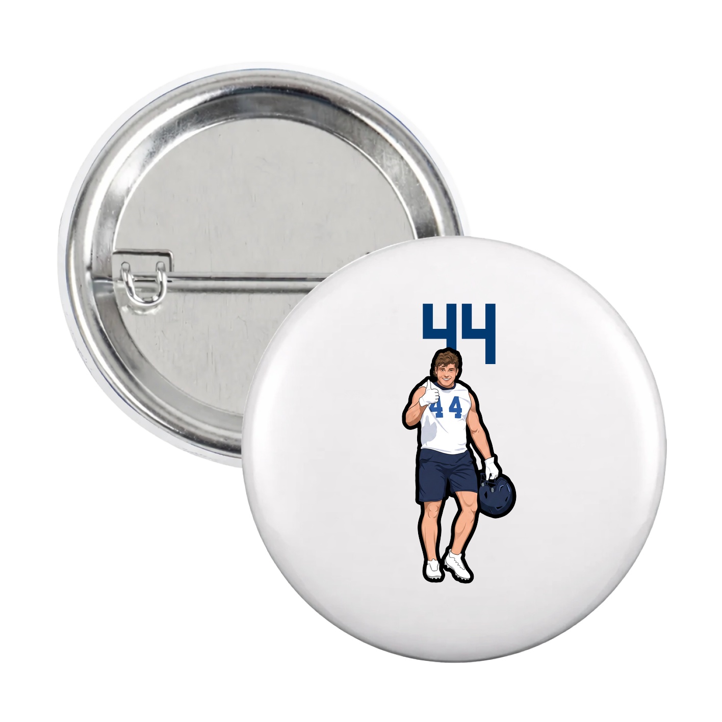 Game Day Button — Number Top in White