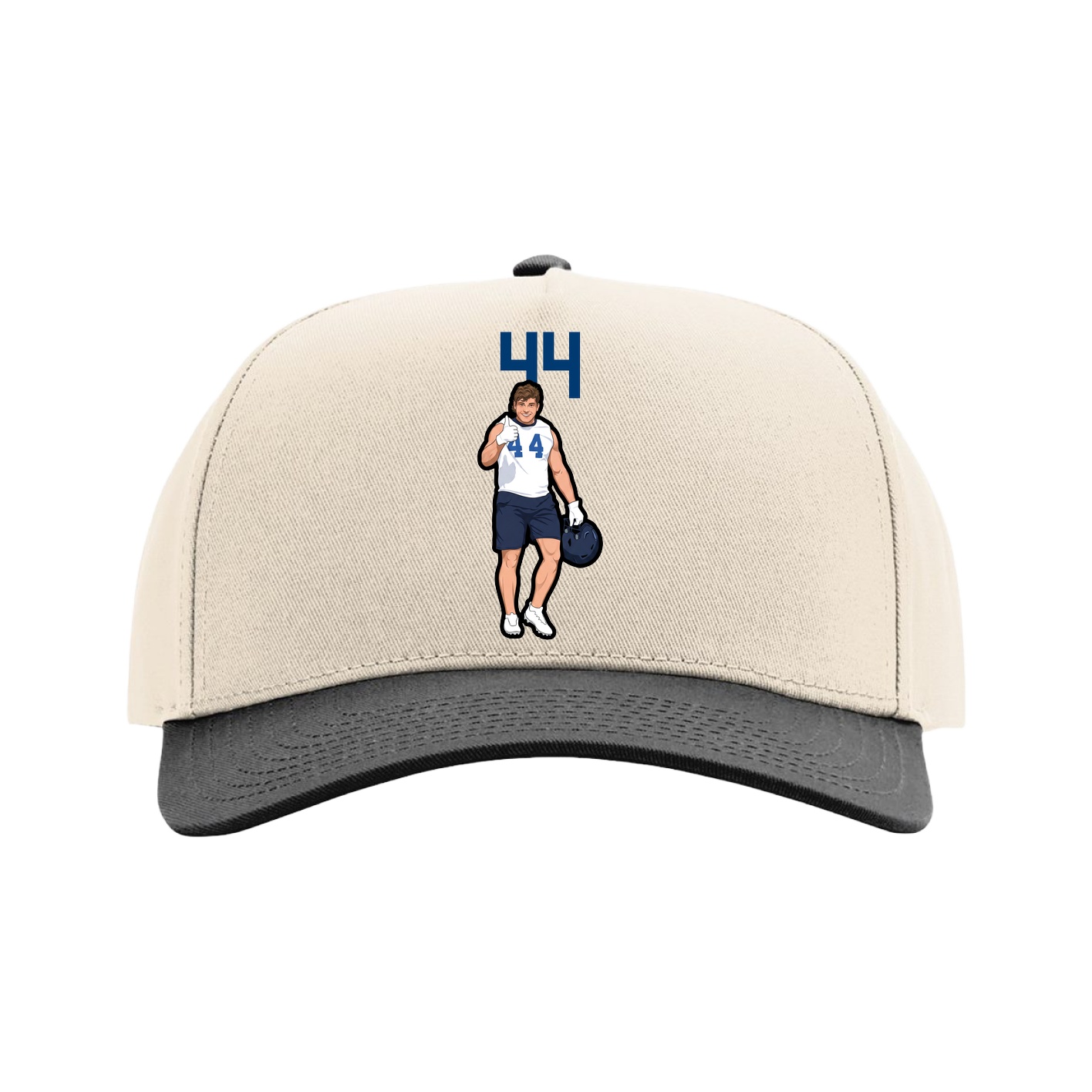 Full Fabric Five-Panel Champ Cap — Number Top in Cream/Black