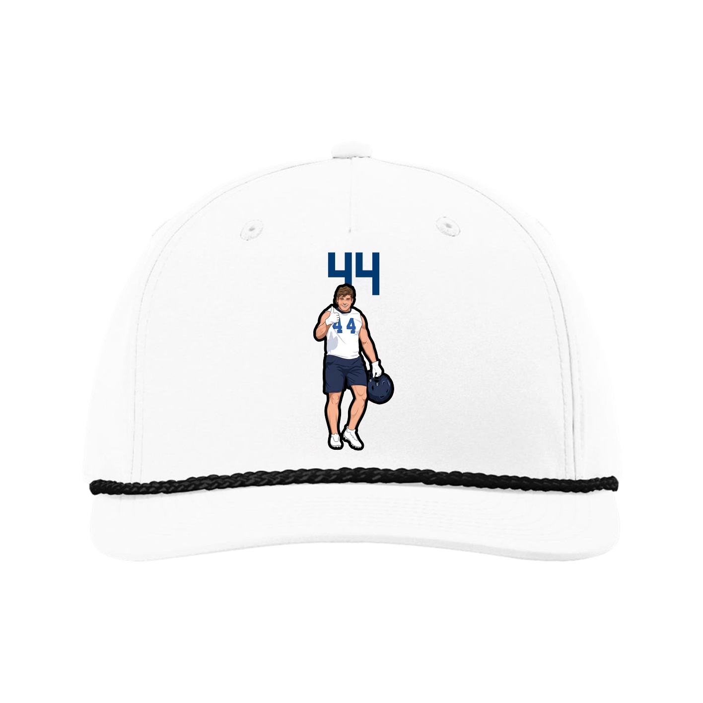 Five-Panel Classic Rope Cap — Number Top in White