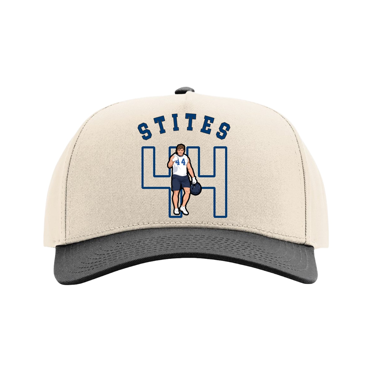 Full Fabric Five-Panel Champ Cap — Shirsey Arch in Cream/Black