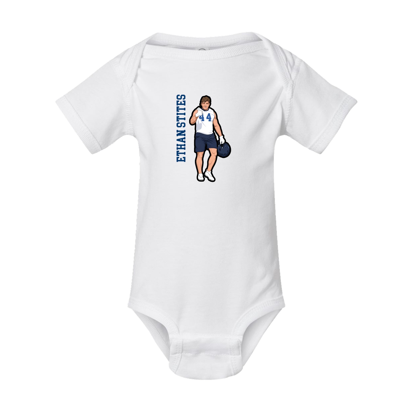 Baby Onesie — Name Vertical in White