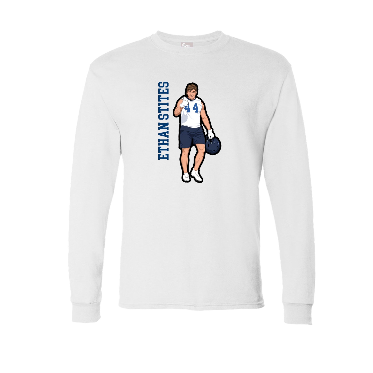 Long Sleeve Tee — Name Vertical in White