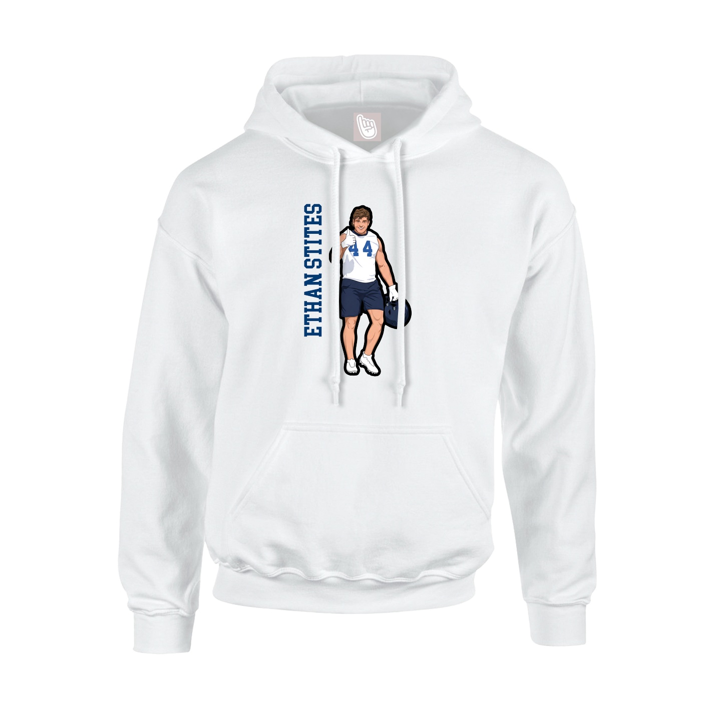 Youth Hoodie — Name Vertical in White