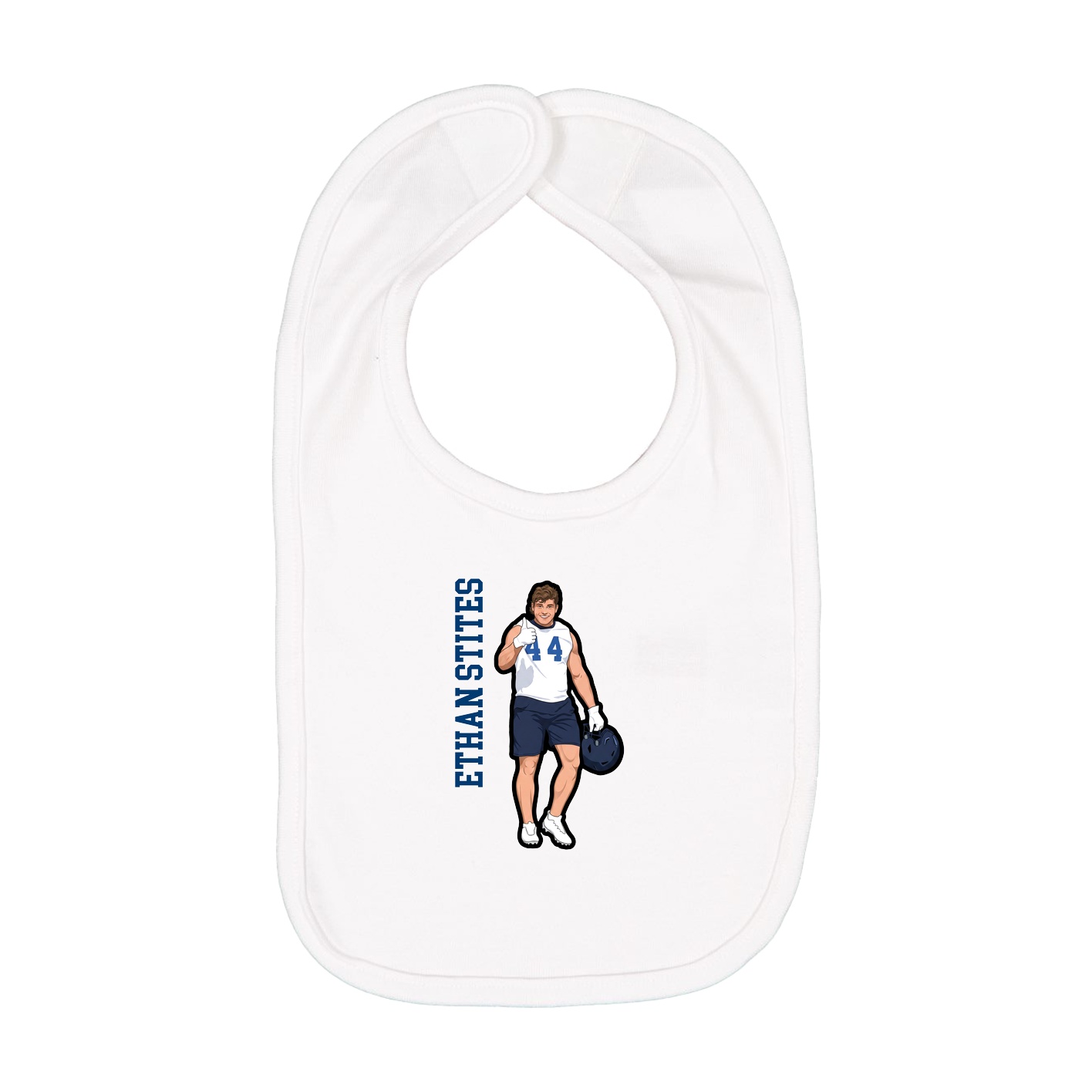 Infant Bib — Name Vertical in White