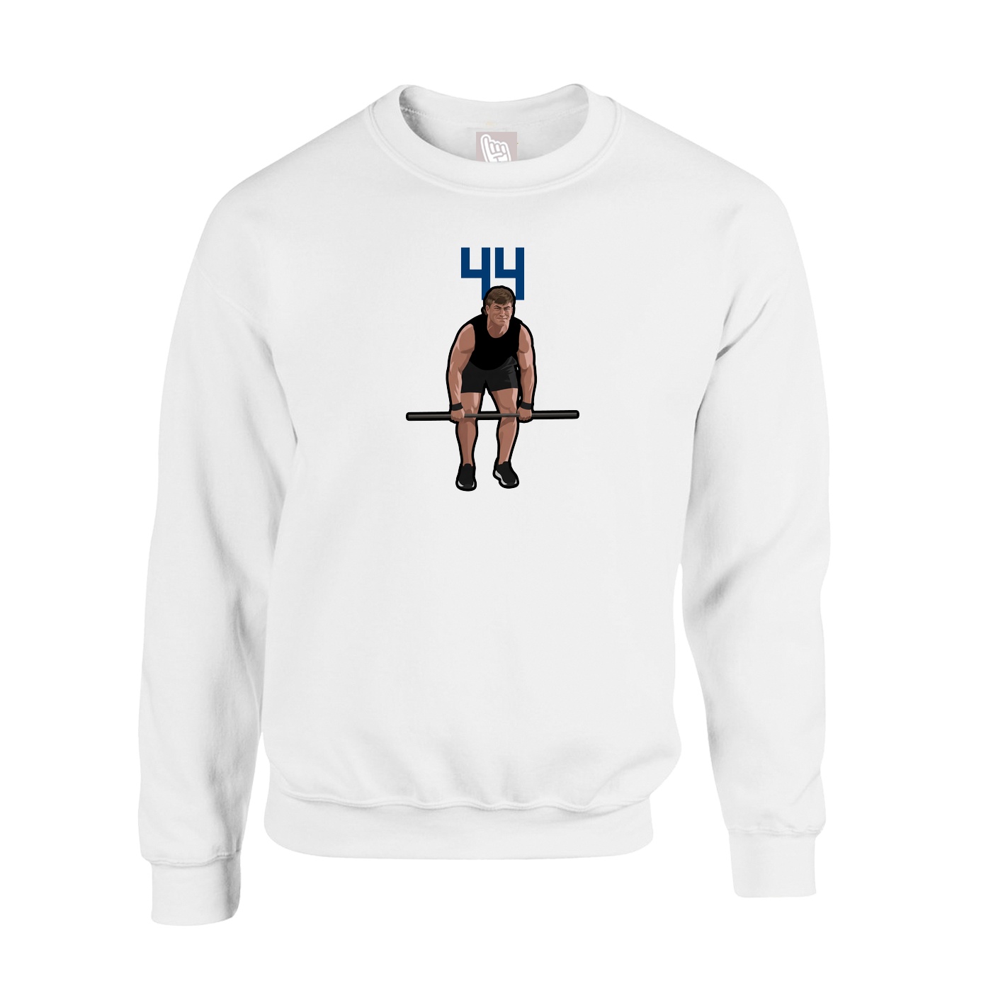 Fleece Crew — Number Top in White