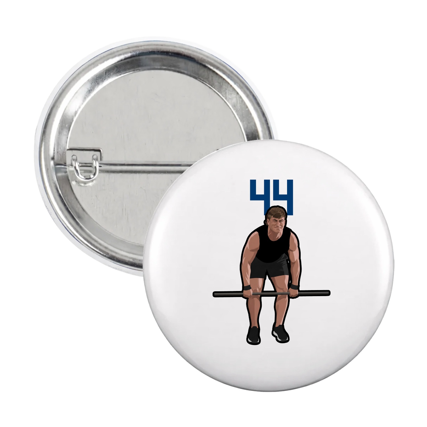 Game Day Button — Number Top in White