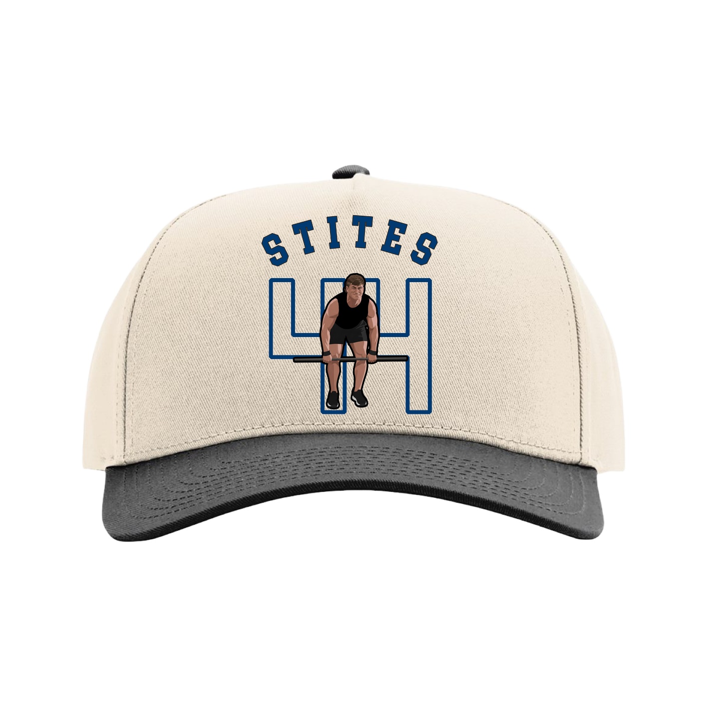 Full Fabric Five-Panel Champ Cap — Shirsey Arch in Cream/Black