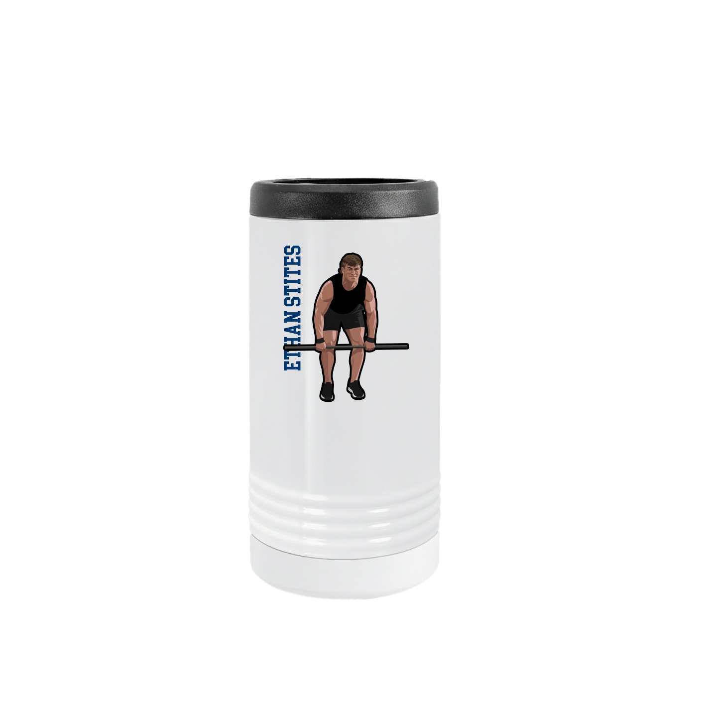 Slim Beverage Holder — Name Vertical in White