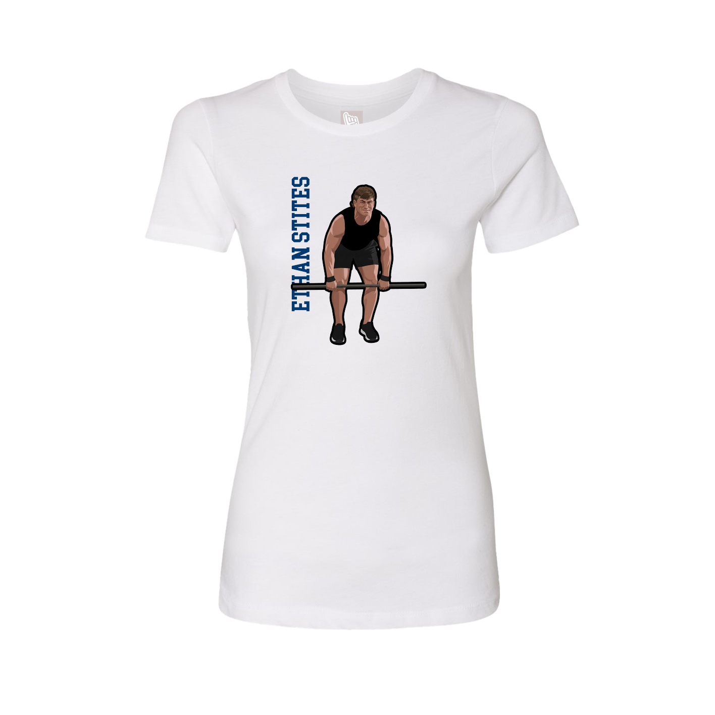 Womens Tee — Name Vertical in White