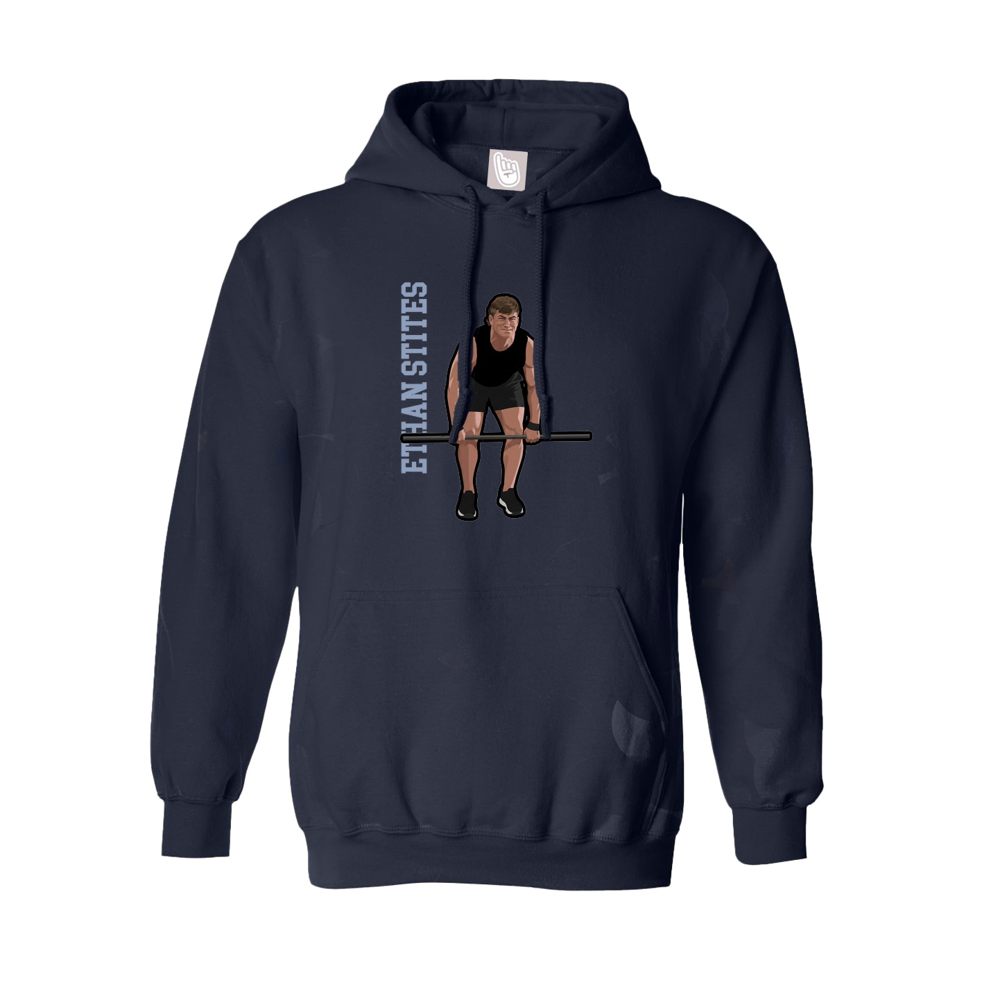 Hoodie — Name Vertical in Navy