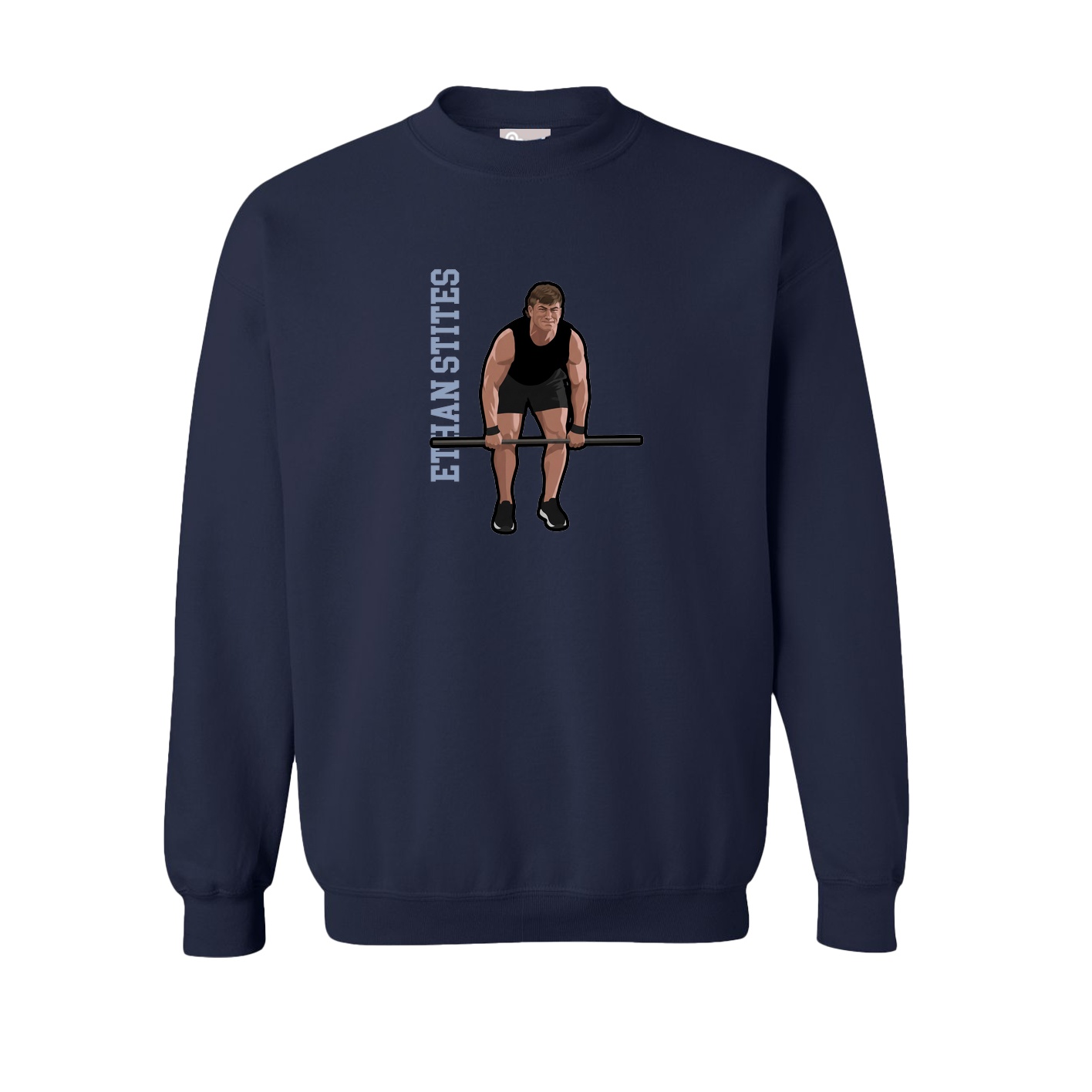 Fleece Crew — Name Vertical in Navy