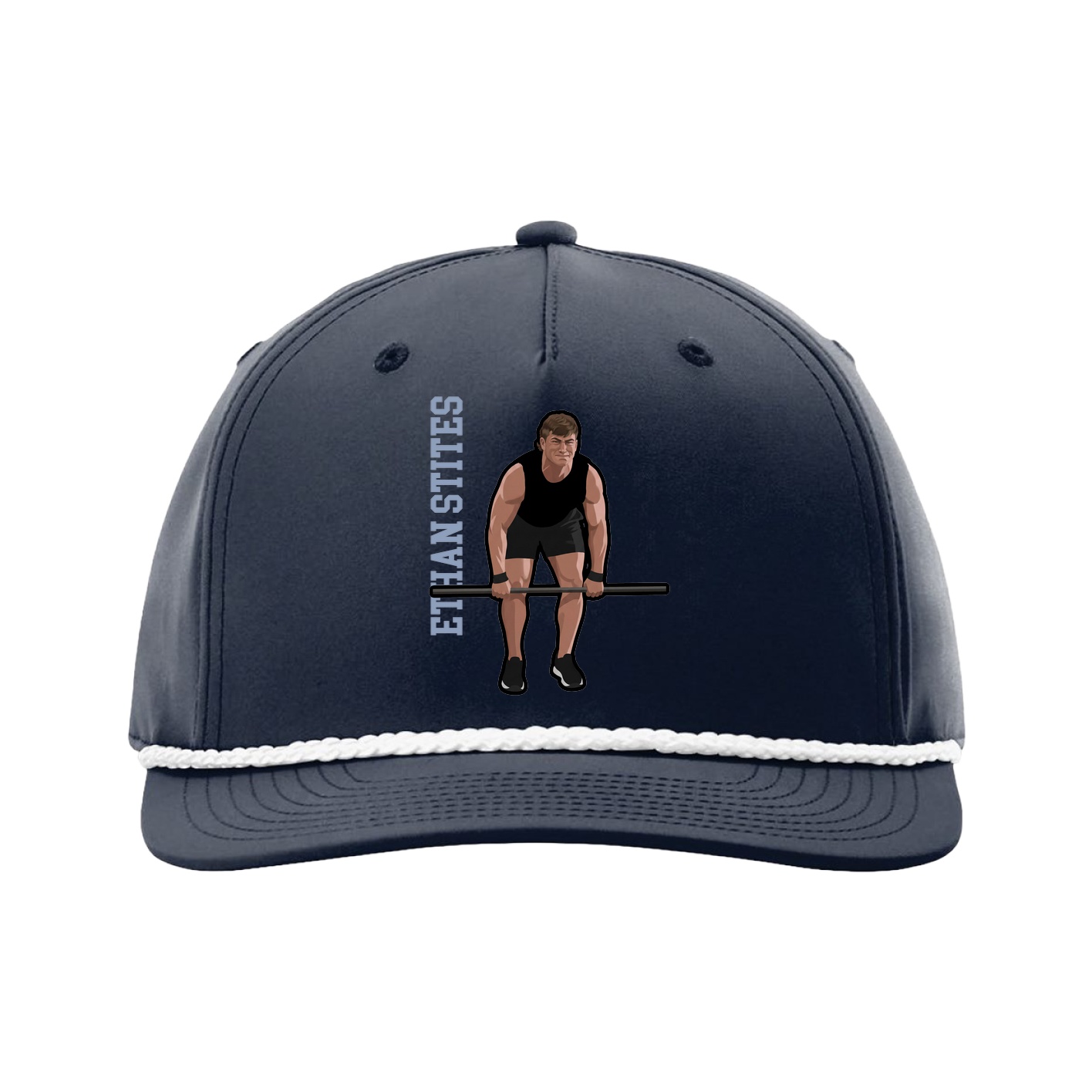 Five-Panel Classic Rope Cap — Name Vertical in Navy