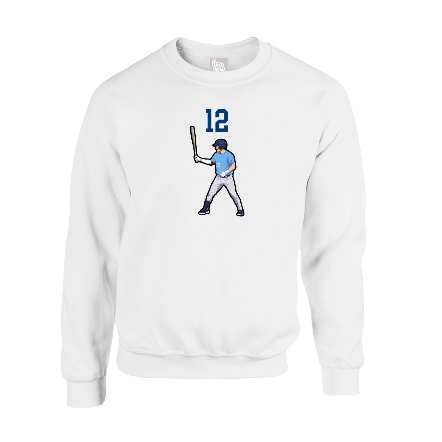 Fleece Crew — Number Top in White
