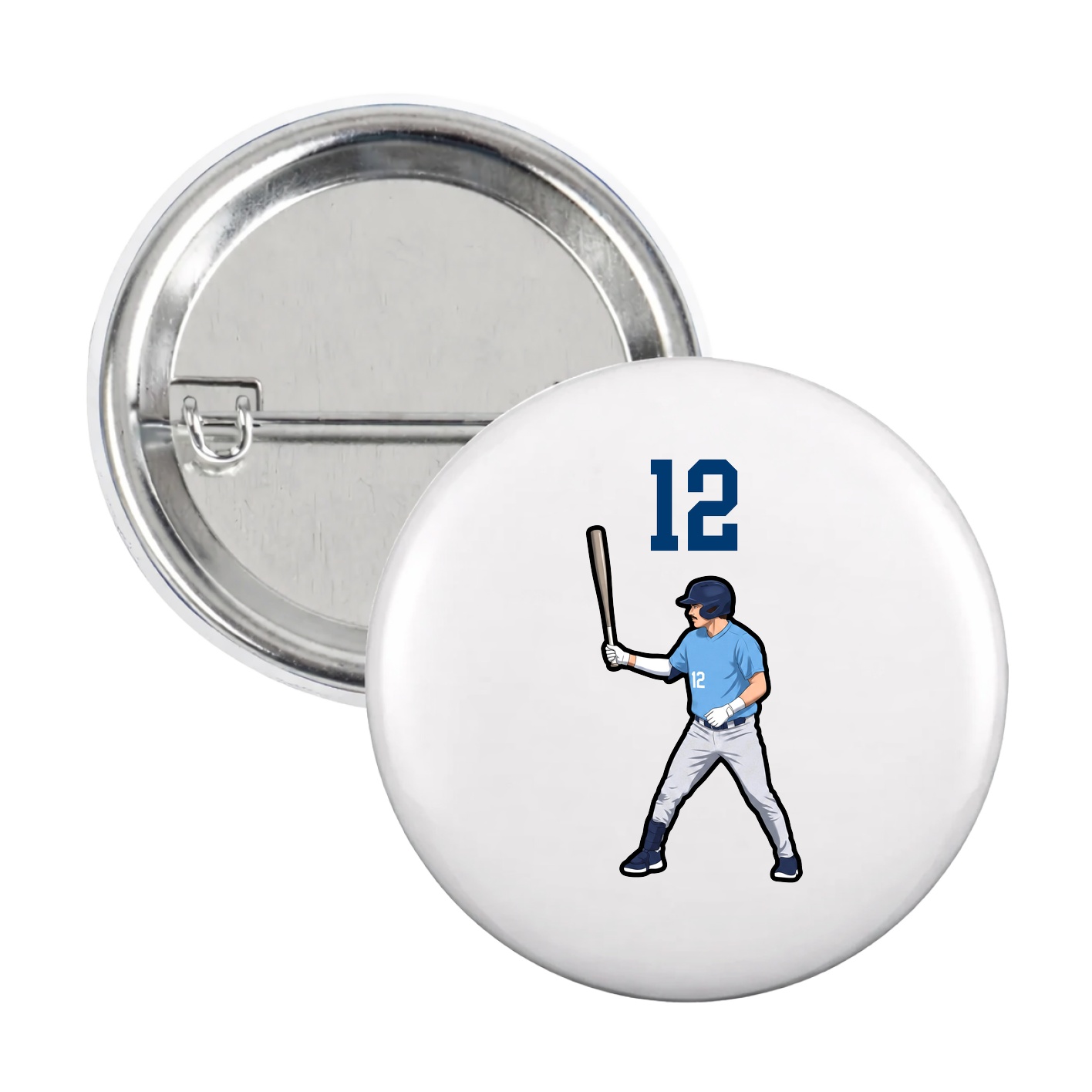 Game Day Button — Number Top in White