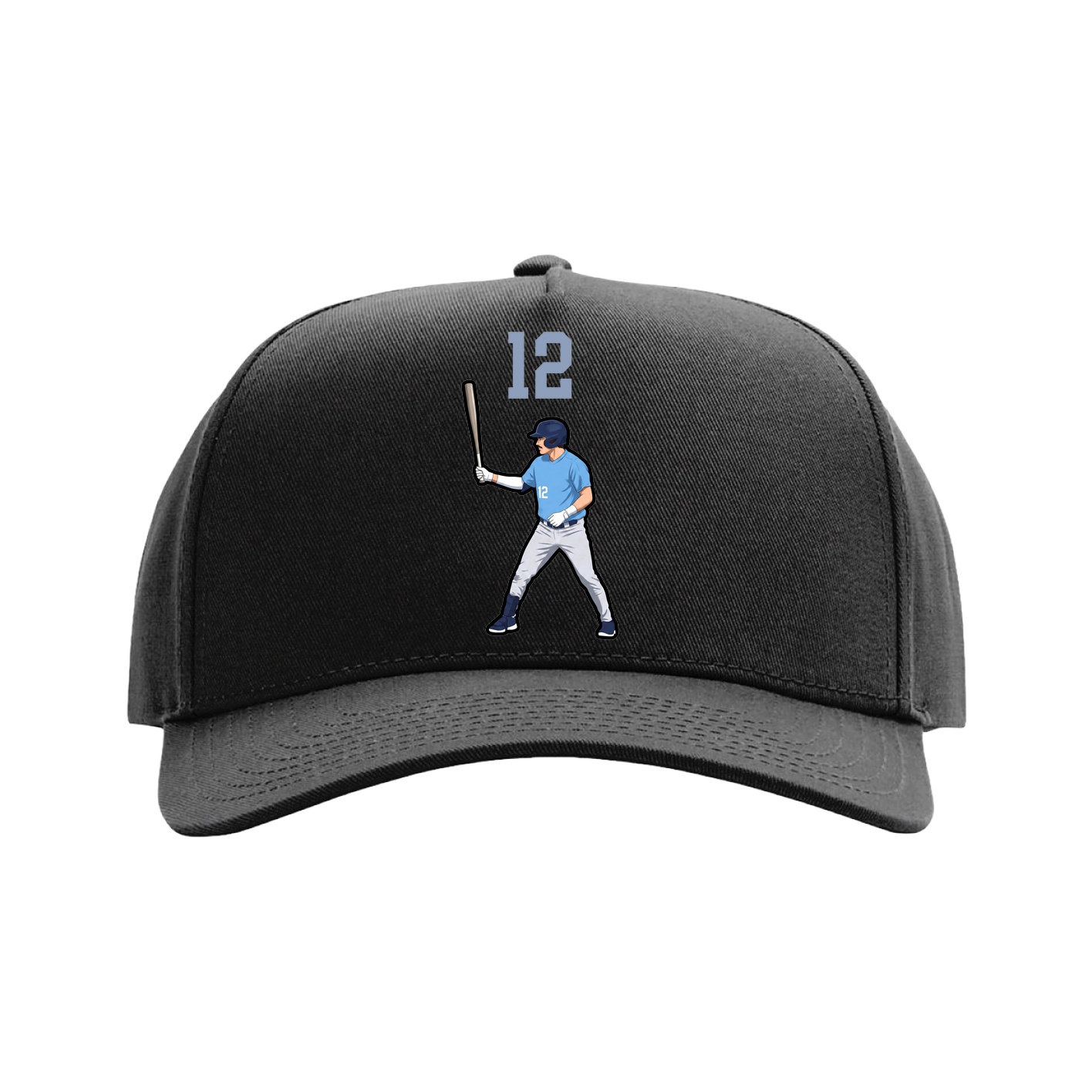 Full Fabric Five-Panel Champ Cap — Number Top in Black